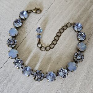 Austrian Crystal Flower Bracelet in Antique Brass